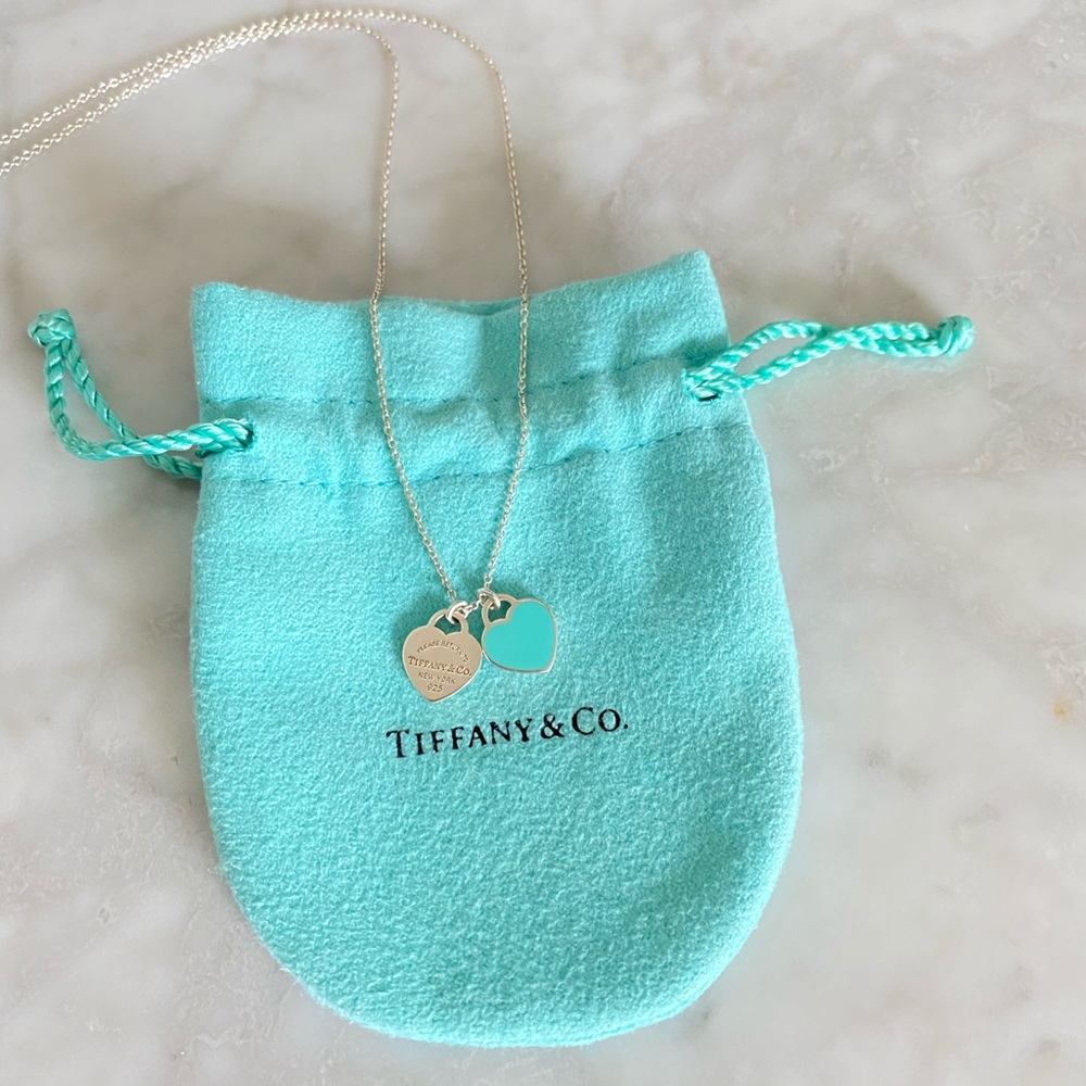 Tiffany & Co. Double Tag Heart Necklace Silver